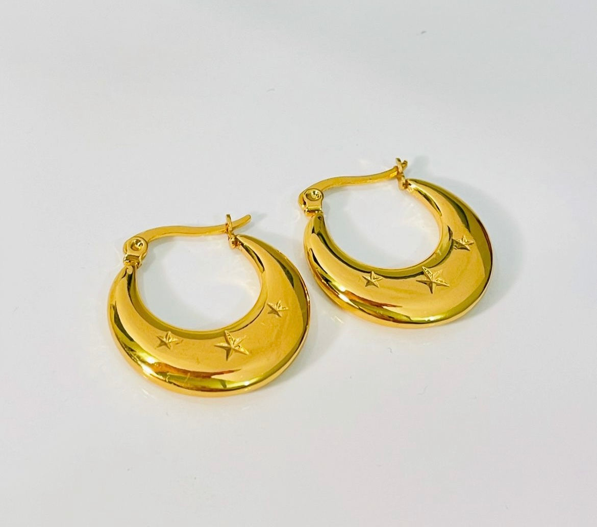 Star Stamp Hoops Earrings