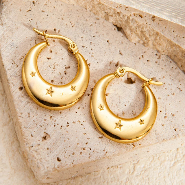 Star Stamp Hoops Earrings