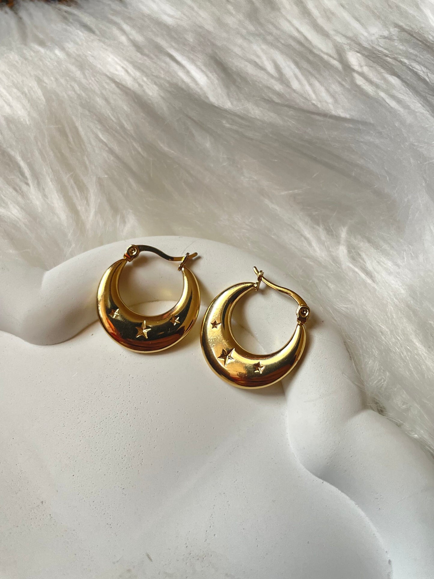 Star Stamp Hoops Earrings