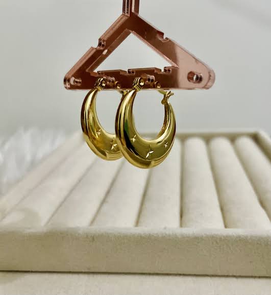 Star Stamp Hoops Earrings