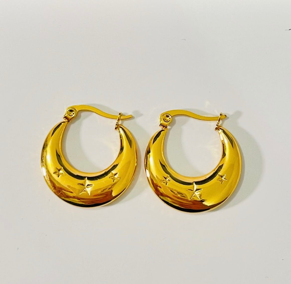 Star Stamp Hoops Earrings