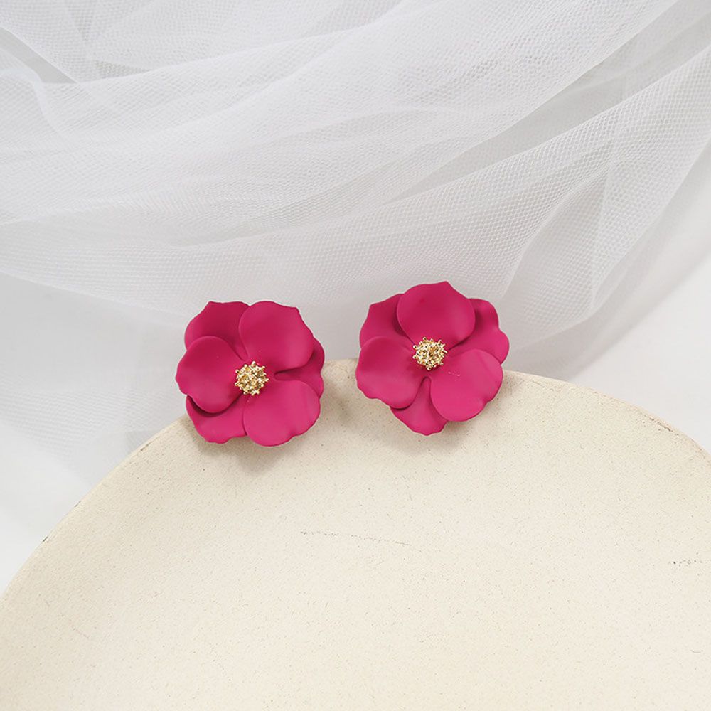 Hot Pink Flower Studs