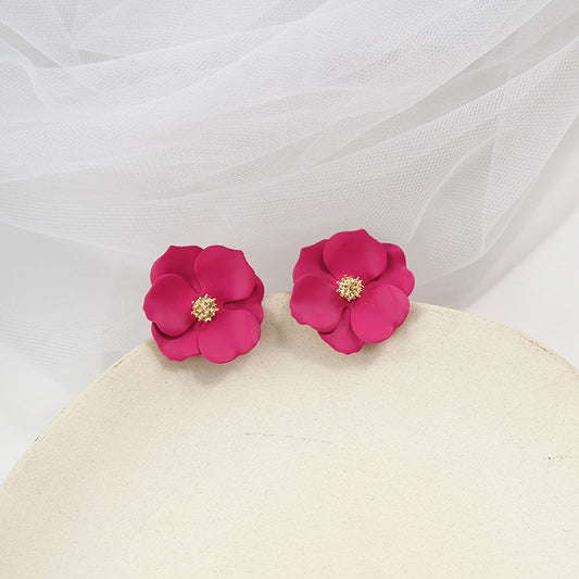 Hot Pink Flower Studs