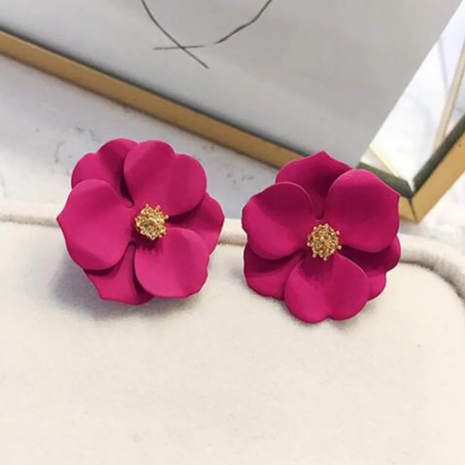 Hot Pink Flower Studs